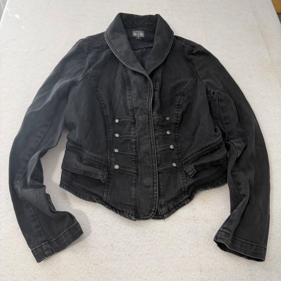 Converse One Star Jackets & Blazers - Converse One Star Black Denim Military Jacket Shawl Collar Women Med VN1181300